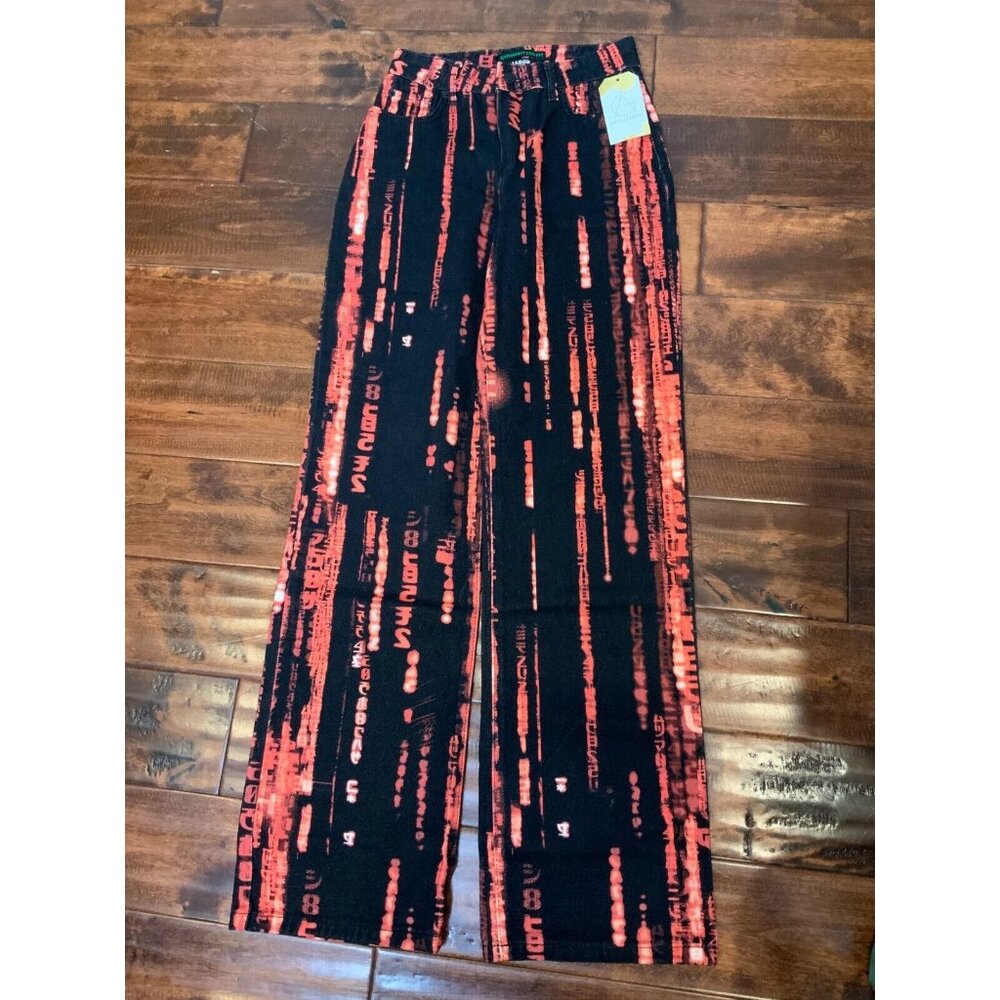 Jaded London Red Matrix Code Straight Leg Jeans NWT, Size 25